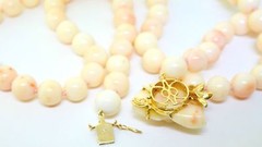 Genuine Natural Vintage Coral and 14K Gold necklace, 33in.