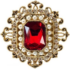 Antique Rhinestone Brooch Pin for Women Girls Gold Tone Vintage Red CZ