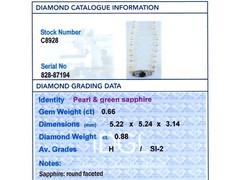 Single Strand Pearl Necklace with Sapphire, Diamond and 12k White Gold Clasp