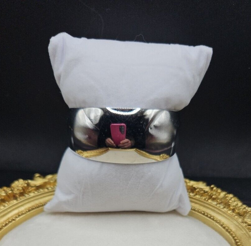 Monet Vintage Cuff Bracelet Modernist Silver Tone Simple Boho Chic Statement