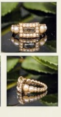 1820’s GEORGIAN 15K Gold/Seed Pearl Surround Mourning Hair Ring Sz 6.5