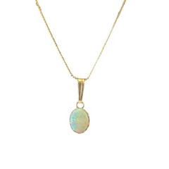 Natural Australian Pin Fire Opal Pendant Necklace, 14K Solid Gold, 0.95 CTW
