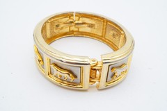 Vintage Bangle Bracelet Gold Silver Tone Panther 6.5″