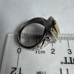 Unmarked Sterling Silver and Gold Plated Ridged Ring 17 mm Size 7