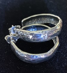 Or Paz PZ Israel Hammered Textured Sterling Silver Hoop Dangle Earrings 925