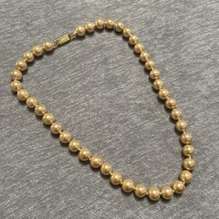 Vintage Unsigned Faux Baroque Pearl Necklace Champagne Hand knotted Classic