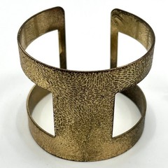 Vintage Gold Tone Cutout Open Cuff Statement Gladiator Wide Punk Bracelet Slide