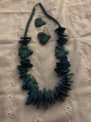 Vintage Retro angel Fish, Necklace 24” & matching Pierced Earrings
