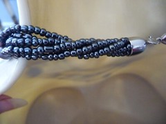 LIA SOPHIA 5 STRANDS GRAY SEED BEADS w CRYSTALS & ABALONE NECKLACE #23/18A