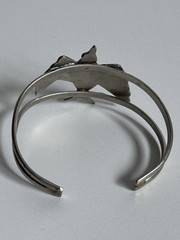 Mexico Alpaca Silver HUMMINGBIRD Cuff Bracelet Abalone
