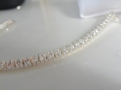 Sterling Silver 925 Cubic Zirconia Bar Link Tennis Bracelet 7.5″