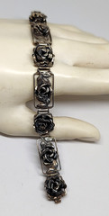 Vintage Signed F.LLI Peruzzi Italy Sterling Silver Floral Rose Link Bracelet