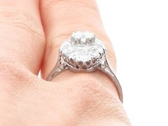 Antique 1.78 Ct Diamond and Platinum Marquise Cluster Ring Circa 1920