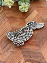 Vintage Coro PINK RHINESTONE Duck Dyckling Bird Animal BROOCH Pin