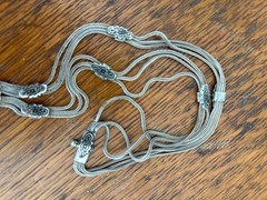 Vintage STERLING SILVER NIELLO TURKISH FOXTAIL PENDANT NECKLACE 925 40.8 GRAMS