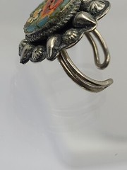 Vintage Rare Micro Mosiac Floral Tile Small Italian Handmade Wrap Ring Size 6