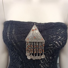 Tribal Chandelier Necklace Ethnic Statement Coin Fringe Vintage Boho Jewelry VTG
