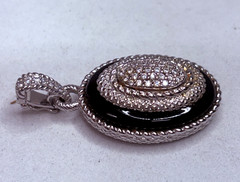 Vintage Judith Ripka 925 Sterling Silver Black Onyx Cubic Zirconia Pendant