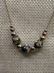 2.97 Vintage necklace, gold tone, chain, cloisonne charms