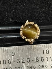 Vintage Tiger Eye Ring 10K Yellow Gold Size 4.5