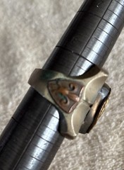 Vintage Mexican Biker Indian Chief Enamel Brass Tone Ring Size 8.75 To 9