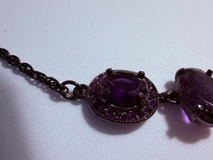 Vintage Purple Acrylic Victorian Style Necklace Gothic Retro Witchy Gunmetal