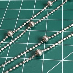 Vintage Italy 925 Ball Bead Station Chain Necklace 30”