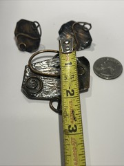 Vtg Copper Modernist Brutalist Abstract Brooch Pin And Screw Earrings Set
