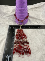 Vintage Red Glass Tassel Bracelet 8.5”