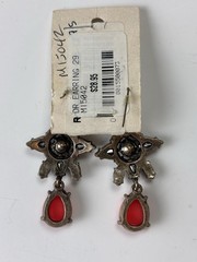 Red Teardrop Chandelier Earrings Crystal Rhinestone Gold Tone-Statement Earrings