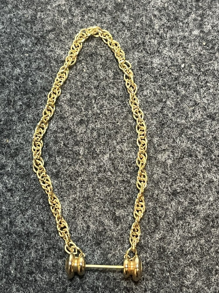 Vintage Gold Tone Necklace Toggle Bar Clasp Chunky Chain Statement