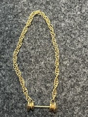 Vintage Gold Tone Necklace Toggle Bar Clasp Chunky Chain Statement