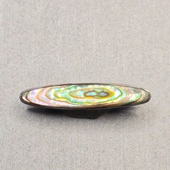 Antique Victorian Sterling Silver Abalone Brooch 7/8″ C Clasp Flush Bezel STER