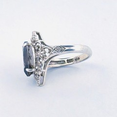 Estate Vintage Smoky Quartz Ring Sterling Silver 925 Filigree Size 6 Art Deco