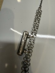 Antique silver alloy necklace, charms, 92gr. From Middle East. Mid-Century.