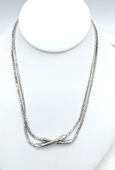 Vintage MONET Bar Necklace Braided Double Strand Silver Tone