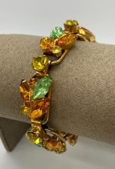 VTG Juliana D&E Fall Autumn color Rhinestone 5 link bracelet safety chain 7″