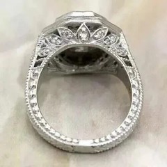 2Ct Art Deco Style LabCreated Diamond Vintage Halo Engagement Ring 14K Gold Over