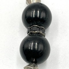 Vintage Boho Black Bead Collar Necklace Silver Tone Filigree Toggle 18″ Classic