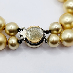Double Strand 1950s Pearly Light Gold Color Beaded Choker Vtg Necklace 15 Inch