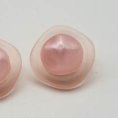 Vintage Avon Pink Frosted Lucite Stud Earrings Pierced 24mm Tea Rose
