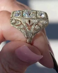 3Ct Art Deco Style Lab Created Diamond Wedding Engagement 14K White Gold FN Ring