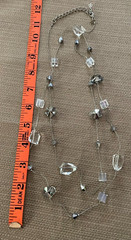 Premier Design Silver Tone Multishape Acrylic/Glass Crystals Metal Necklace