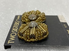 Vintage Two Sisters Handcrafted Gold Tone Art Deco Clip On Earrings ~ Medici