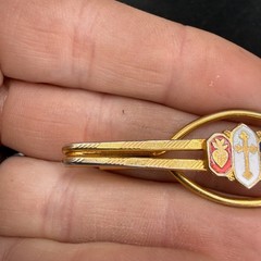 Vintage Tie Bar Gold Tone Religious Anchor Sacred Heart Cross Dad Gift