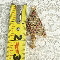 1960s Coro Craft Christmas Tree Brooch Signed
