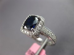 LARGE 2.46CT DIAMOND & AAA SAPPHIRE 18K WHITE GOLD HALO FILIGREE ENGAGEMENT RING