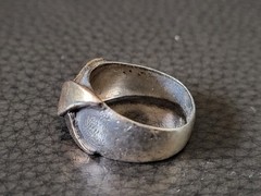 Vintage Gold and Silver Geometric and Textured Ring. Marked 925 and 18K Size 7.5