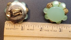 2 Pc Vtg Mint Green: CORO 3 Strand Necklace, LISNER Thermoset Clip Earrings