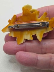 Vintage Celluloid Pansy Flower Brooch and Clip Earrings, 1930s-40s Floral Set.